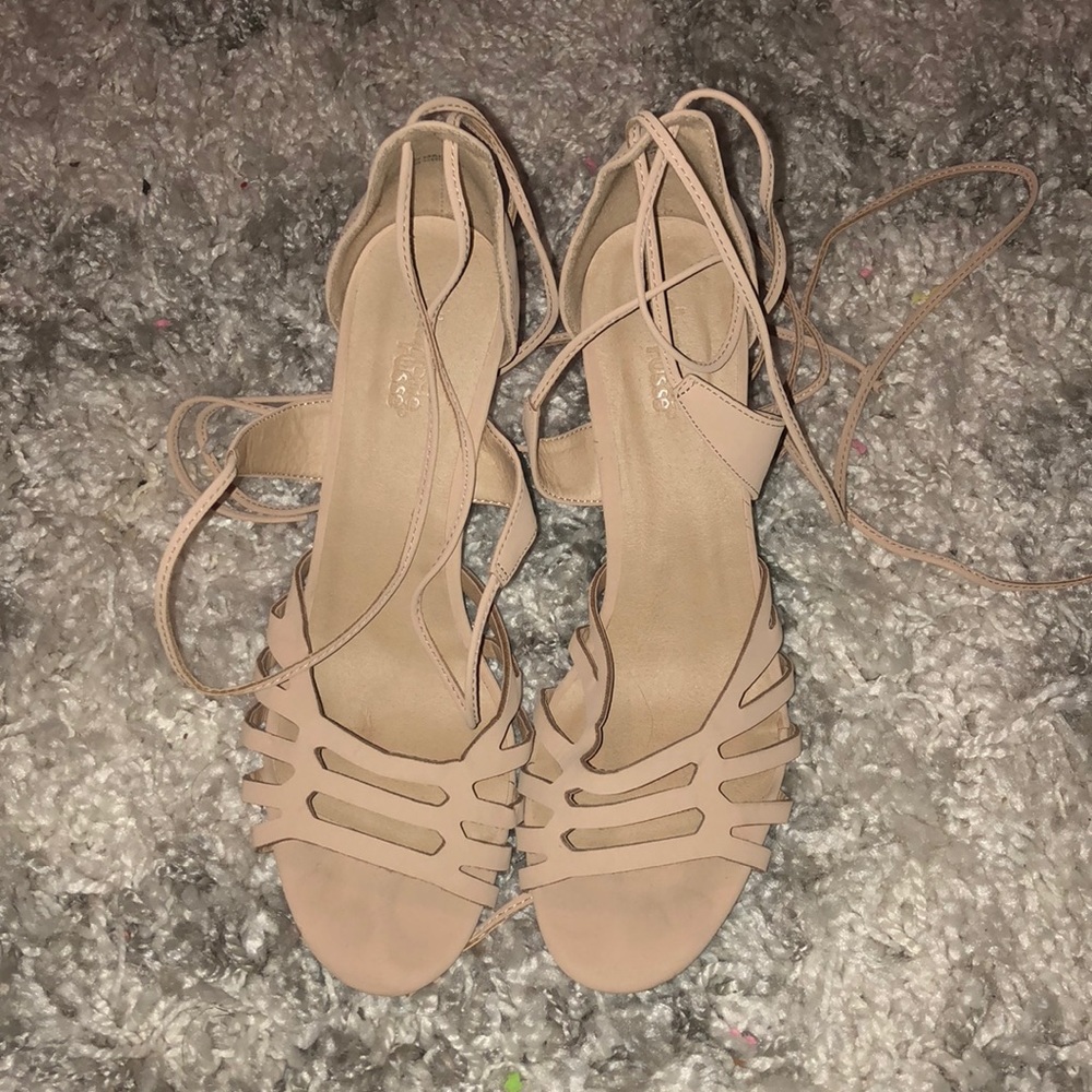 Charlotte Russe nude lace up heels